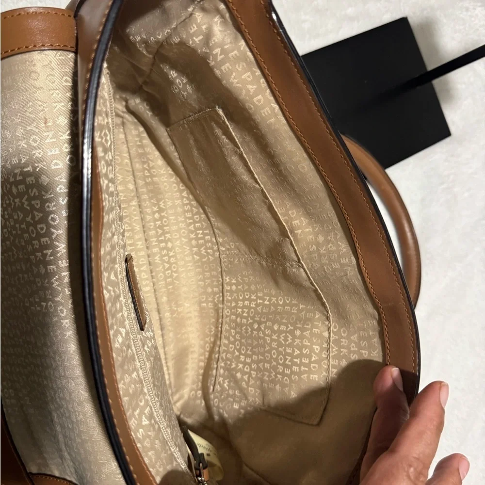 Kate Spade Tan Satchel with Pink Strap